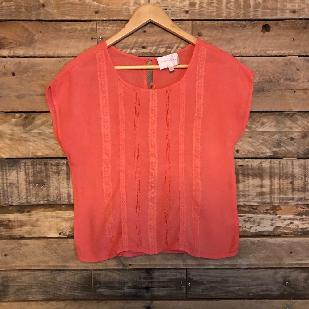 Under Skies Anthropologie Coral Blouse